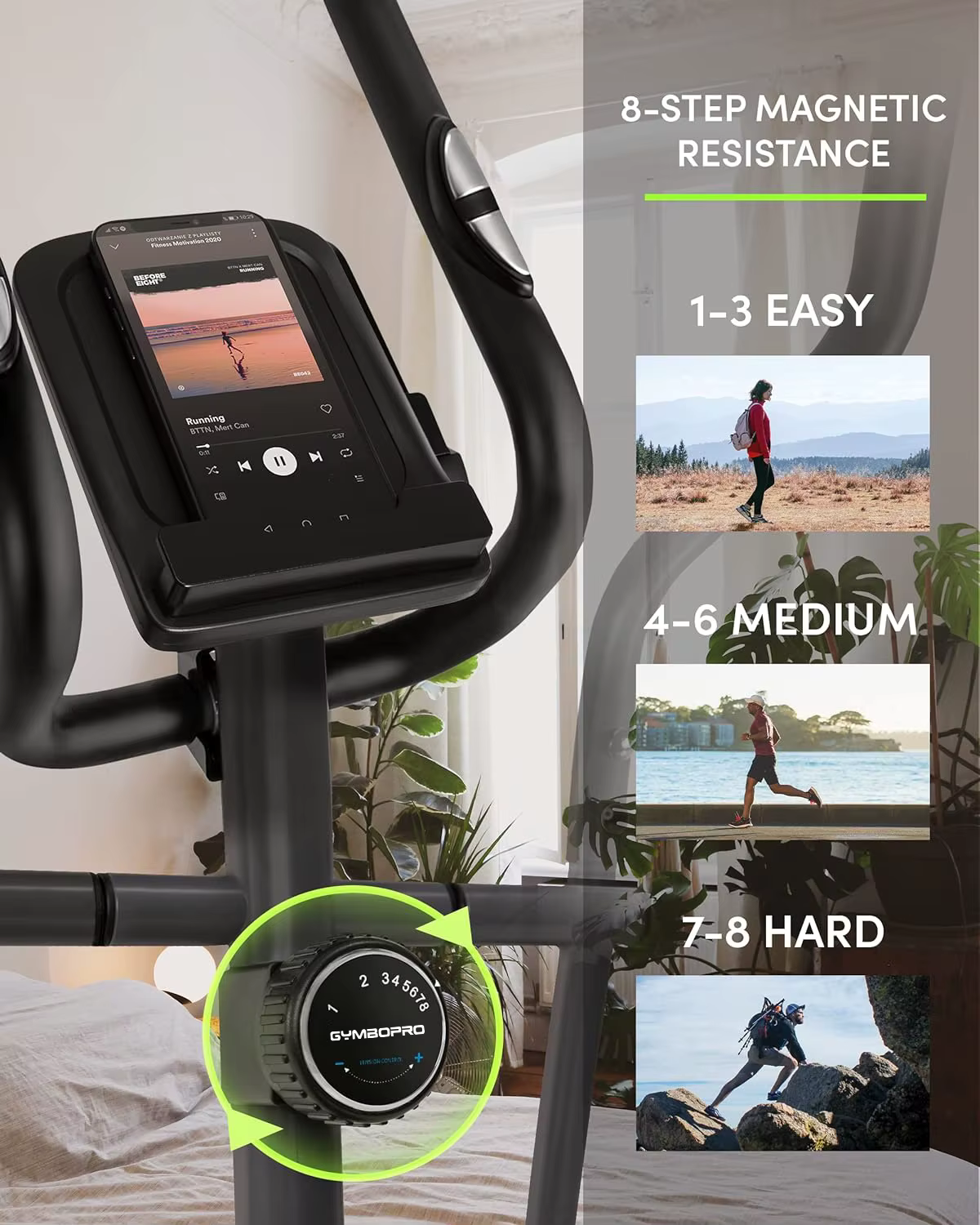 Fitness Exercise Equipment Black Adult Magnetic Cross Trainer 8 Resistance Levels Elliptical Trainer — image 6