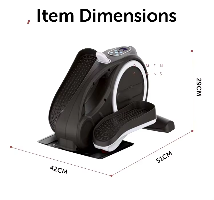 Home Office Workout Compact Trainer Non-Slip Pedal Display Monitor Adjustable Resistance Under Desk Elliptical — image 6