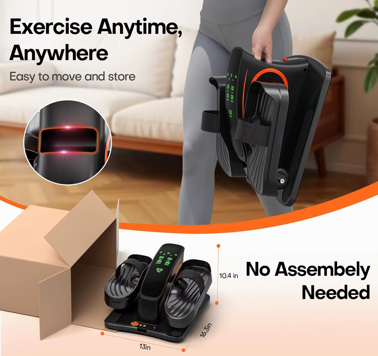 Custom logo Track-mounted with Remote Control Elliptical Machine, Under Desk Mini Elliptical Machine for Home — image 2