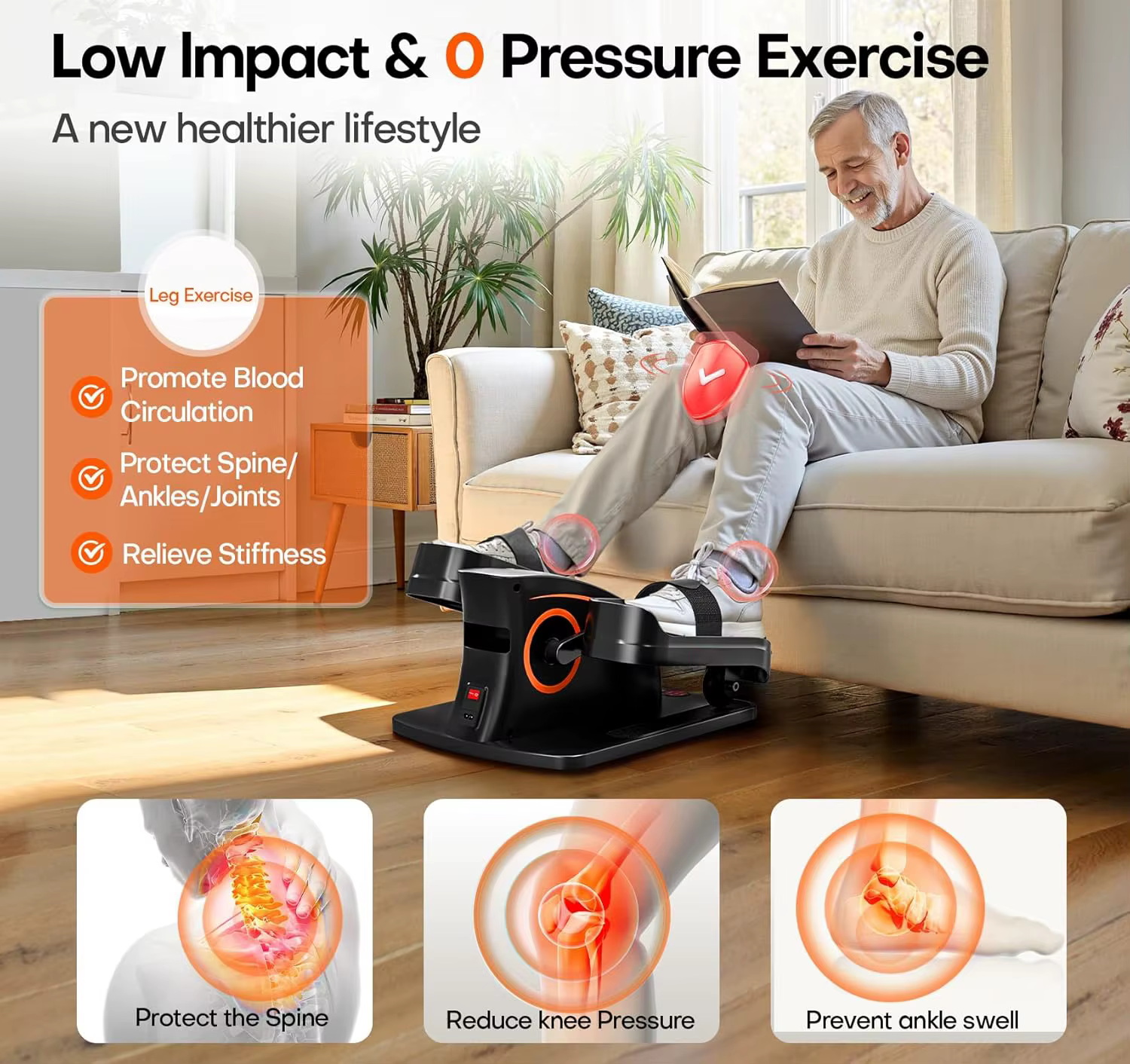 Custom logo Track-mounted with Remote Control Elliptical Machine, Under Desk Mini Elliptical Machine for Home — image 6