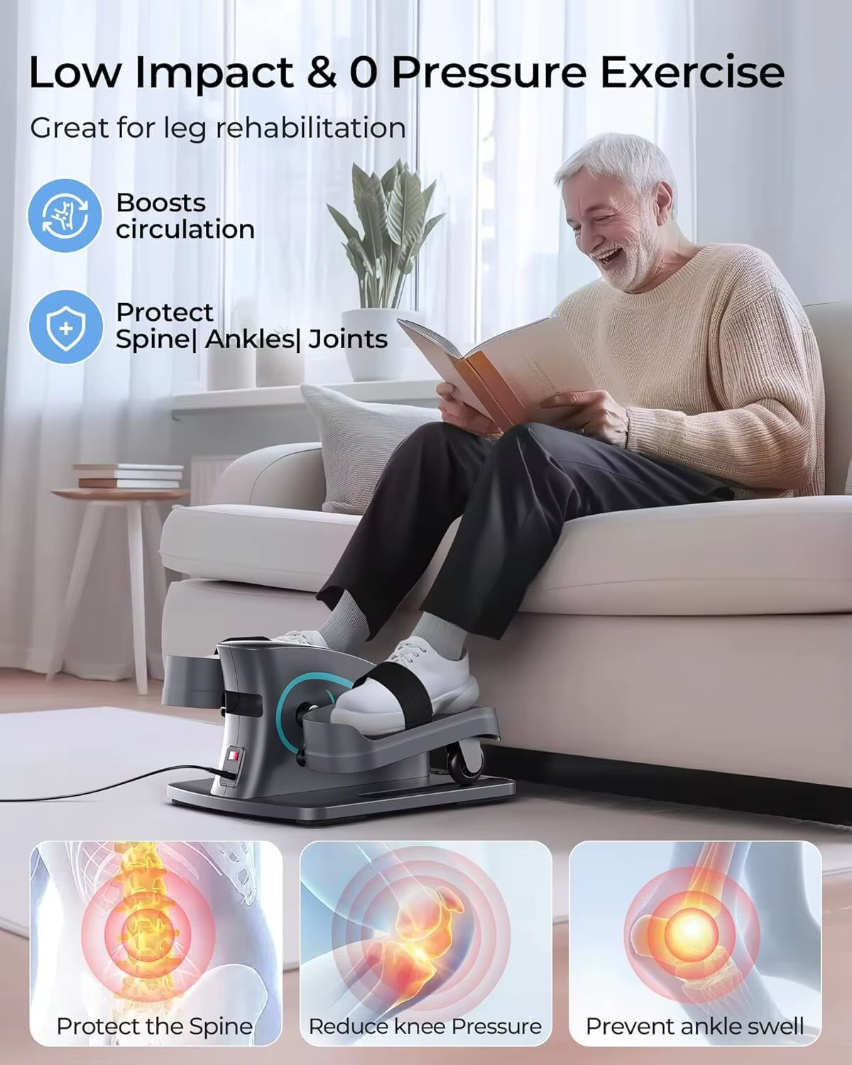 Silent, Electric with Remote Control Mini orbit Elliptical Trainer Elliptical Leg Exerciser — image 3