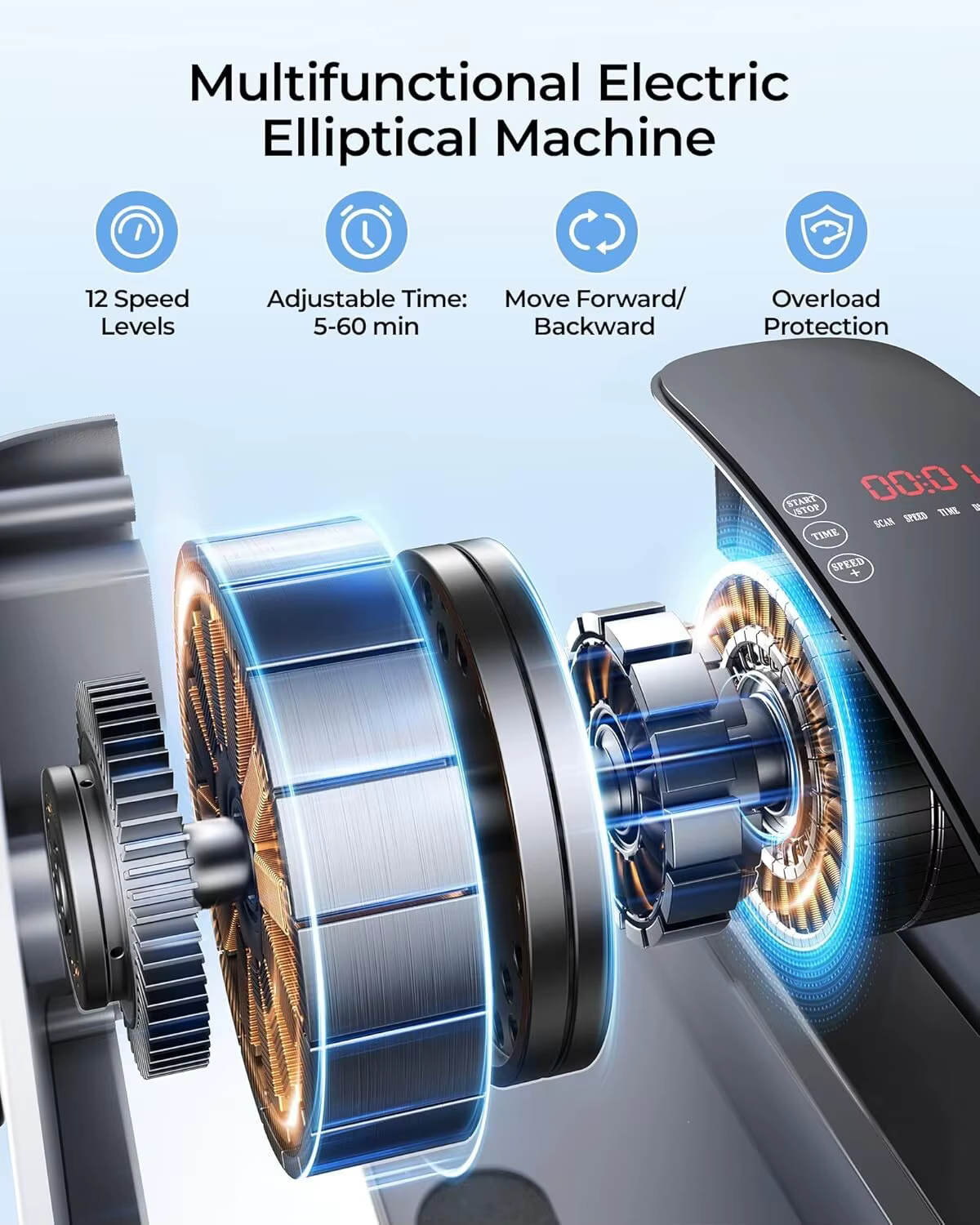 Silent, Electric with Remote Control Mini orbit Elliptical Trainer Elliptical Leg Exerciser — image 4