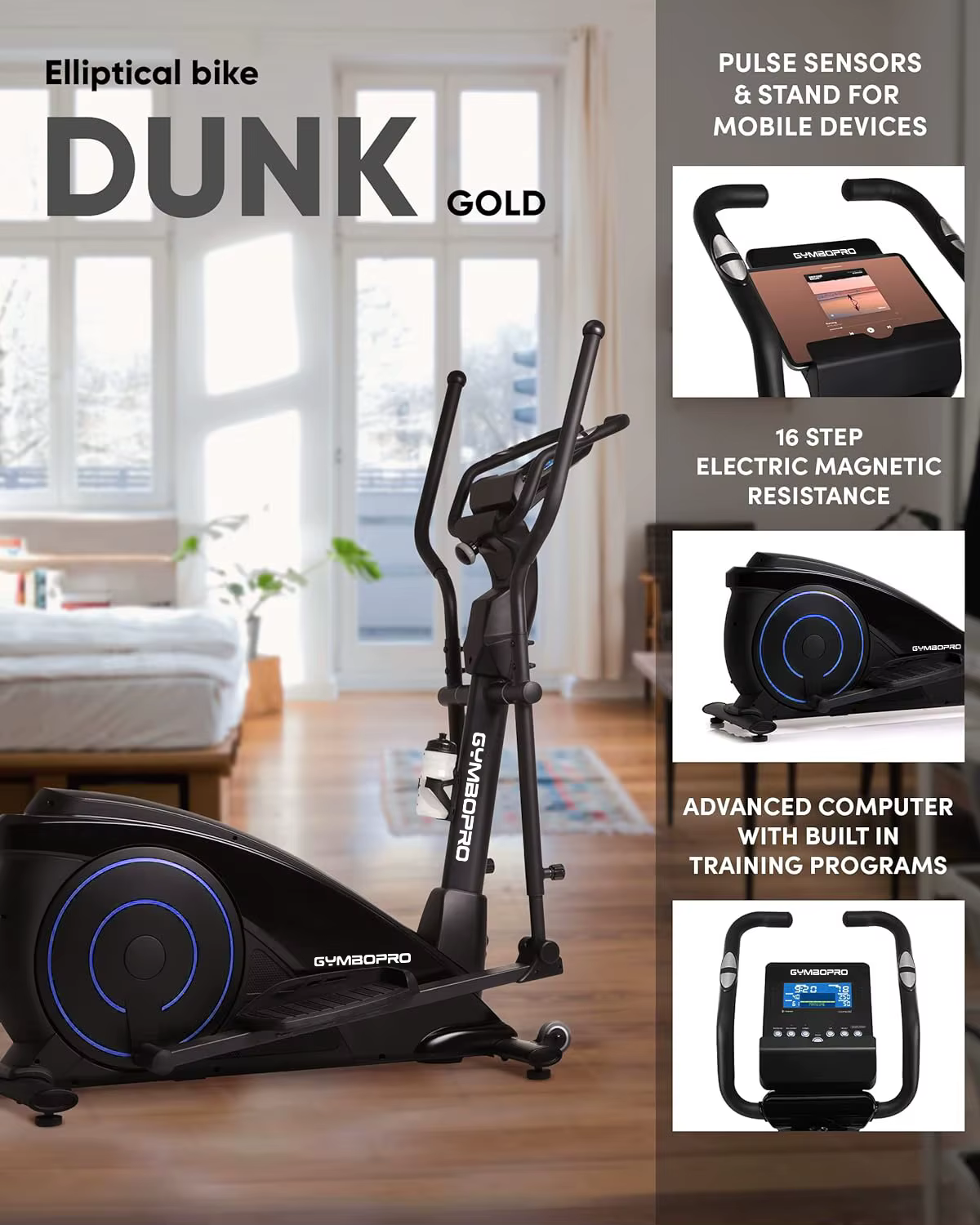 Multi Function Home Fitness Equipment Gym Walker Stepper Elliptical Cross Trainer Bike for Cardio Training — image 3