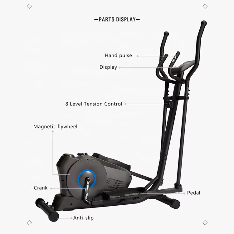Home Use Manual Adjustable Stationary Magnetic Upright Elliptical Trainer Machine — image 2