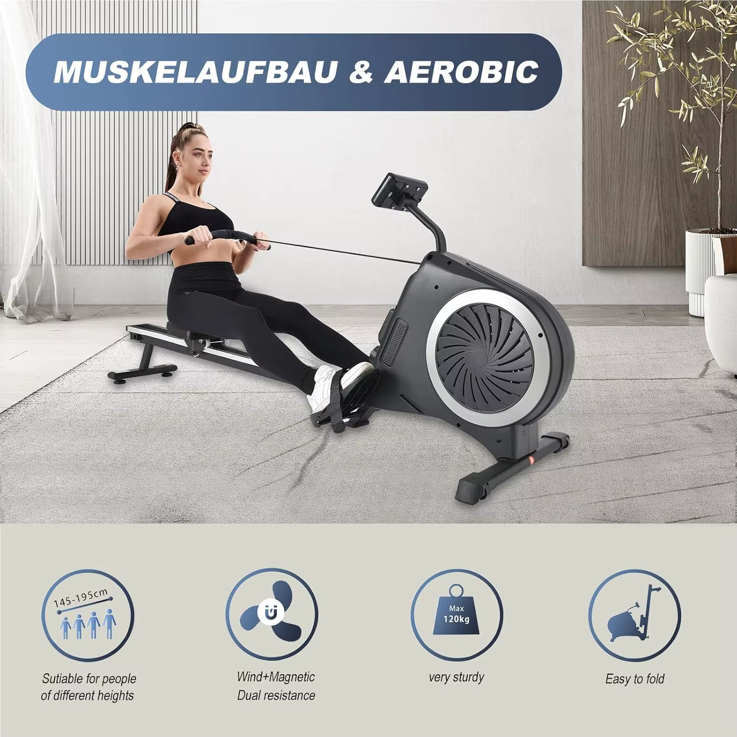 Gymbopro Wholesalers Hot Selling Portable Cardio air Rowing Machine Gym Equipment — image 6