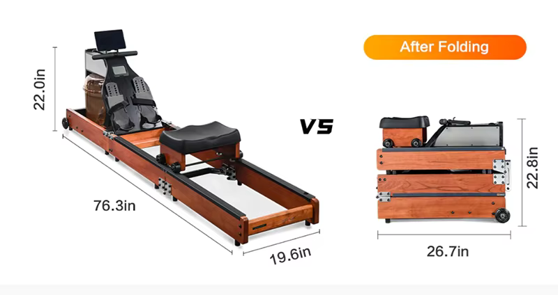 Fashion Foldable Wooden Water Rower Machine Commercial Rower Exercise Equipment Gym Water Folding Rowing Machine — image 2