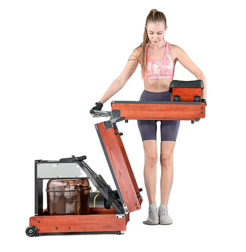 Fashion Foldable Wooden Water Rower Machine Commercial Rower Exercise Equipment Gym Water Folding Rowing Machine — image 5