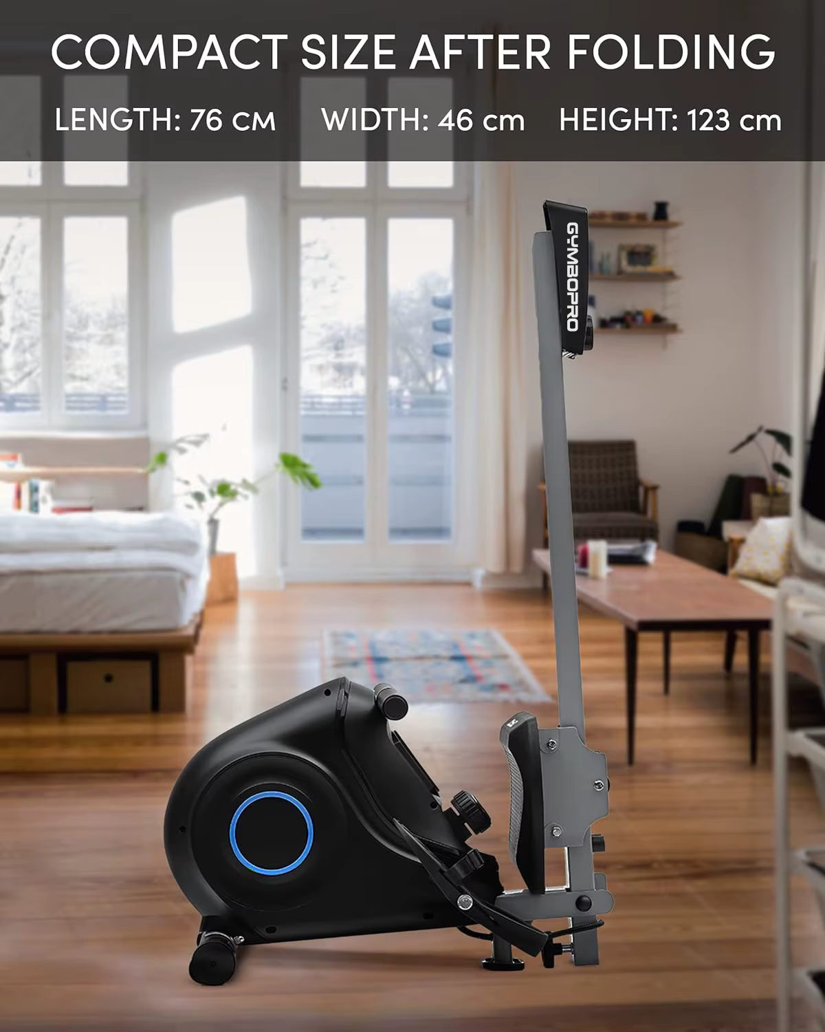 Fitness Magnetic Rower With Ball-Bearing Rowing Seat Foldable Air Rowing Machine for Home — image 5