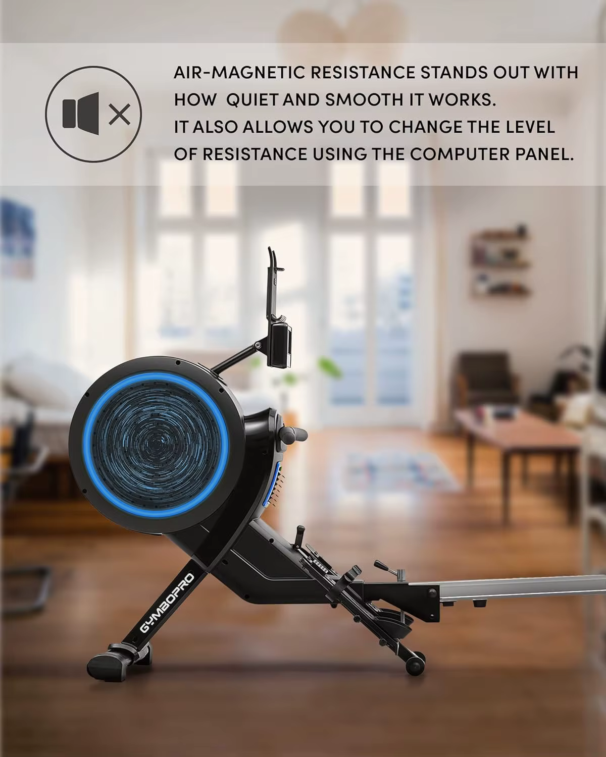 Home Rowers Quiet & Maintenance-Free Magnetic Brake System Foldable Air Magnetic Rowing Machine — image 5