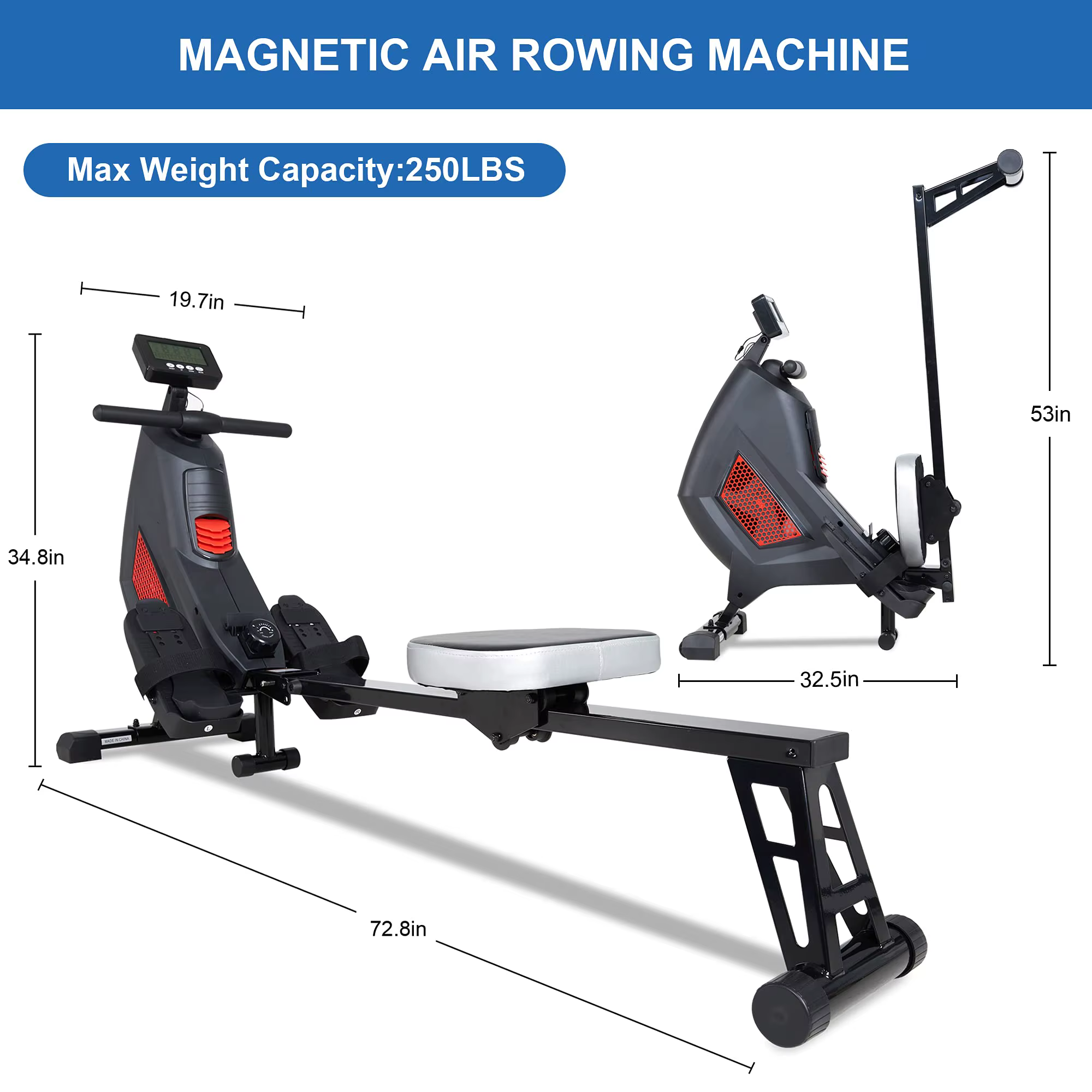 Gymbopro Best Rated Multi Function Magnetic Rowing Machines for Home Gym — image 3