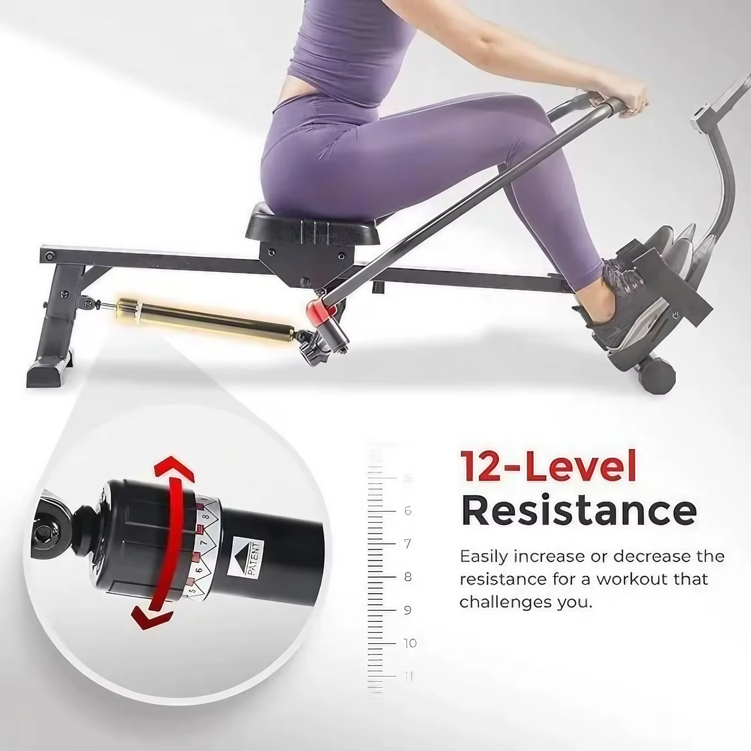 Gymbopro Simplified Version Adjustable Resistance Hydraulic Home Portable Rowing Machine — image 5
