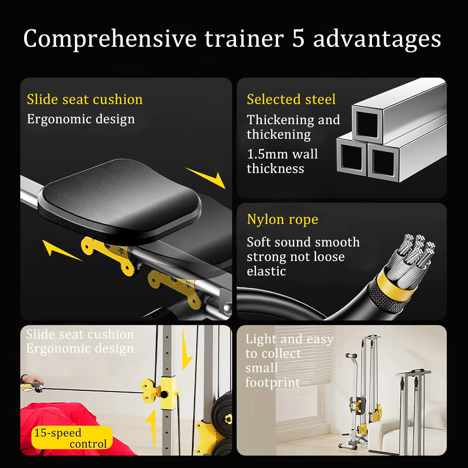 Comprehensive Fitness Equipment Rowing Machine Foldable Multifunction Home Gym Equipment — image 6