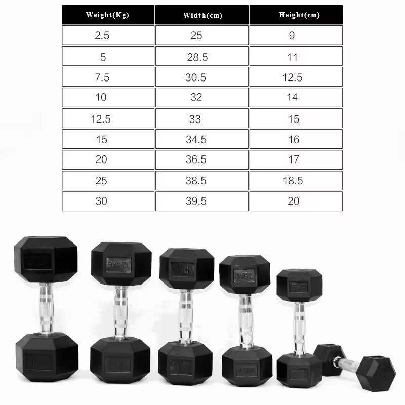 New Design Fitness Accessories High Quality Strength Training Rubber Free Weight Hex Dumbbell — image 5