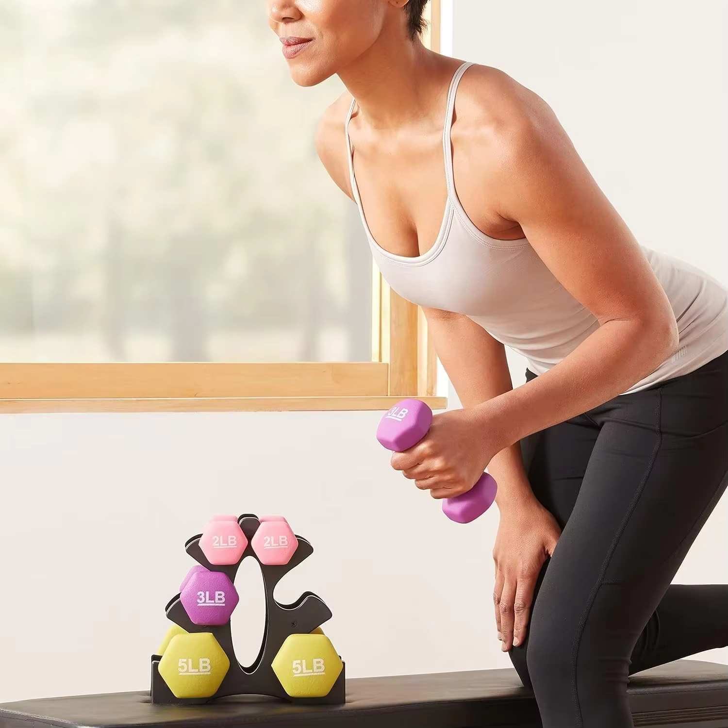 Gymbopro High Quality with Customizable LOGO Rubberized Dumbbells Set with Rack — image 6