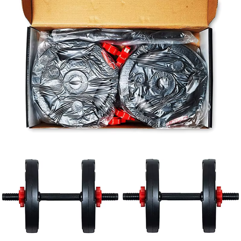 Gymbopro Fitness Equipment Wholesale 10kg Gym Home Plastic Coated Adjustable Cement Dumbbells — image 6