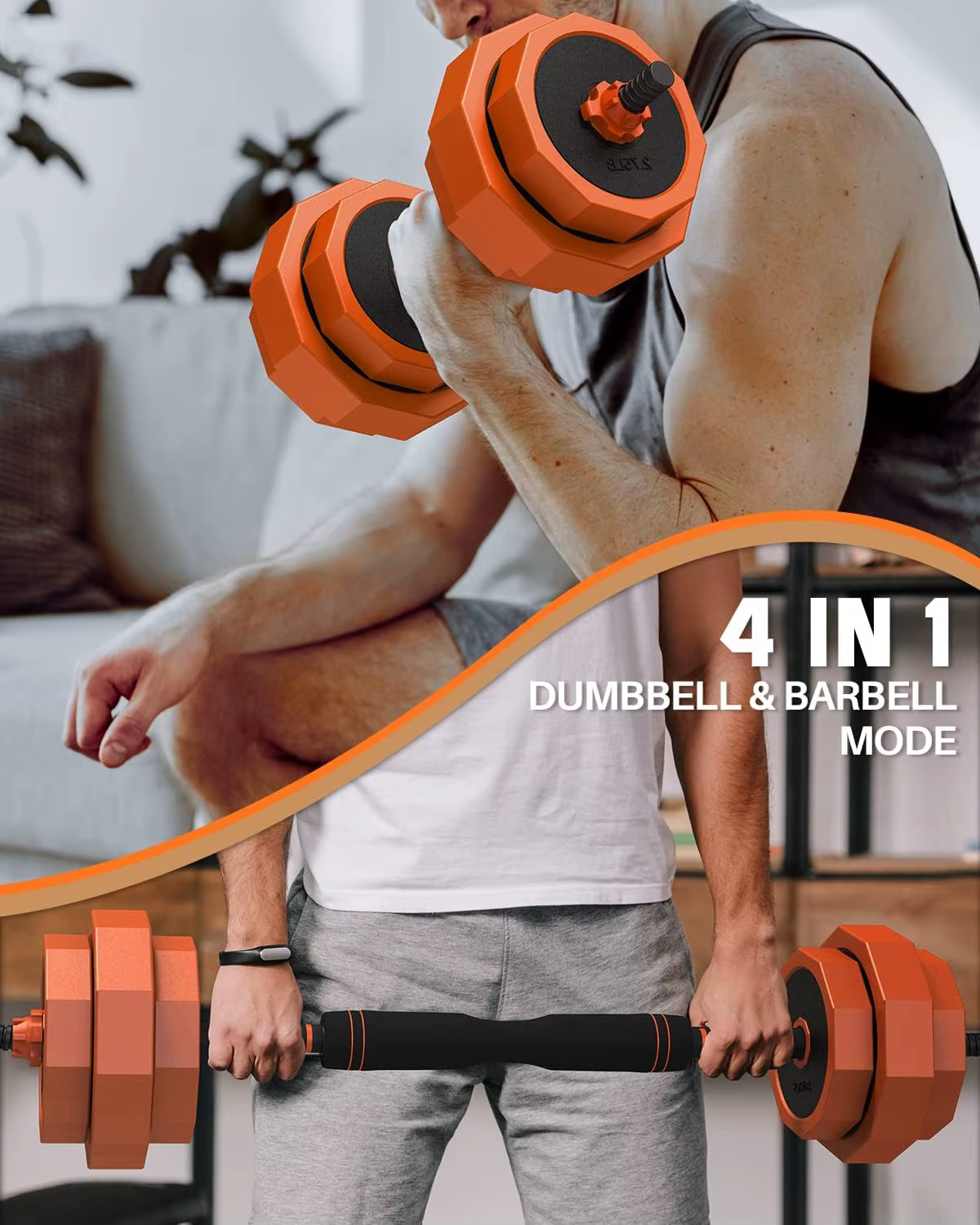 Adjustable Weights Dumbbells Set, 44LB 55LB 66LB Free Weights, 3 in 1 Mutiweight Dumbbell Barbell Kettlebell with Connector — image 2