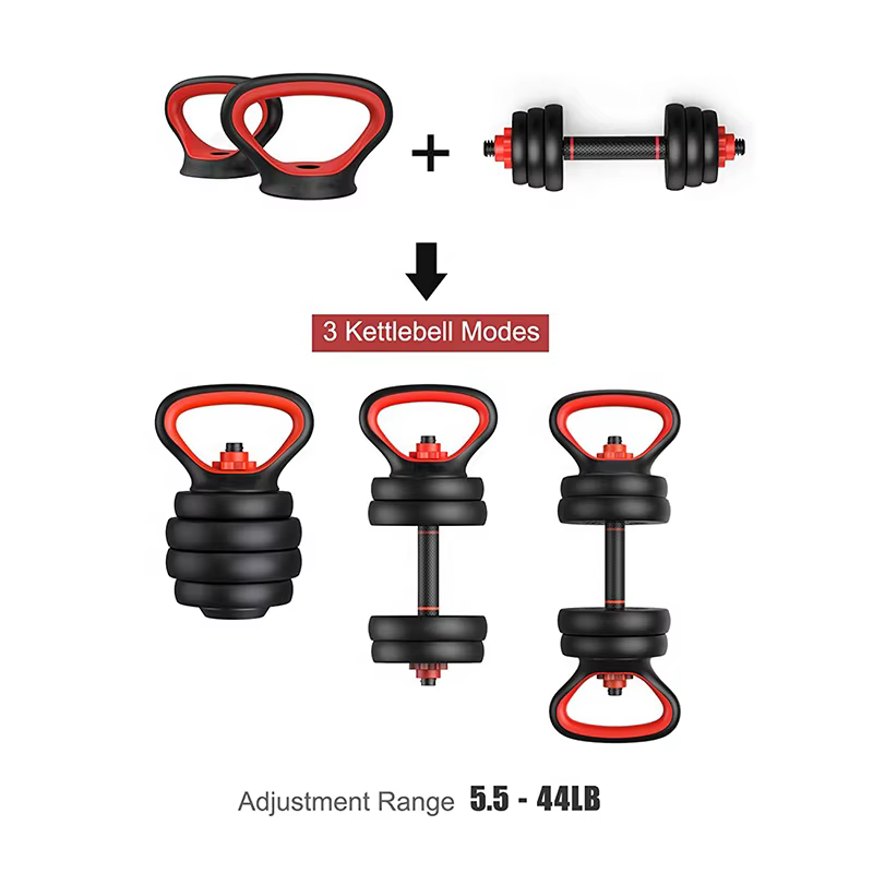 Fitness  Gym 4 in 1 Adjustable Dumbbell Set Non-slip Handles & Base for Kettlebells Free Weights Dumbbells — image 3