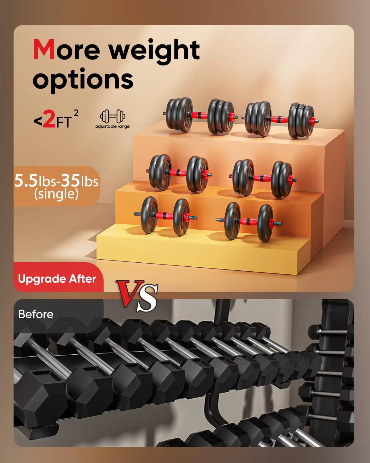 Premium Home Gym Equipment 4-in-1 Adjustable Weight Dumbbell Set for Total Body Workouts — image 5