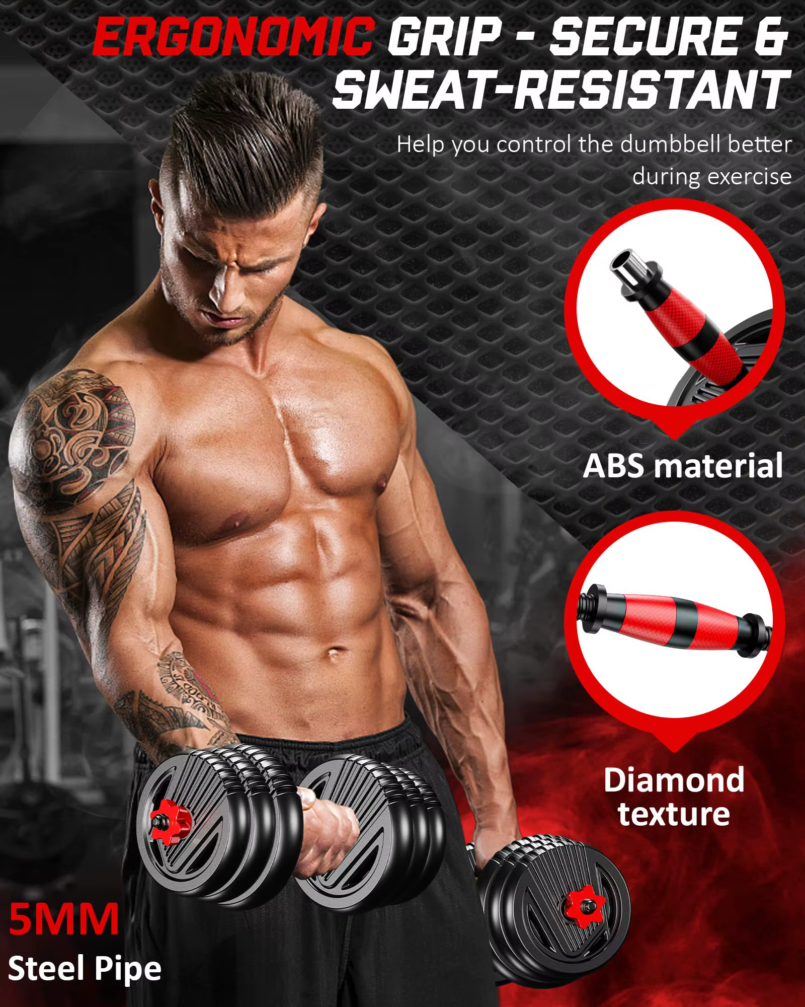 Premium Home Gym Equipment 4-in-1 Adjustable Weight Dumbbell Set for Total Body Workouts — image 6