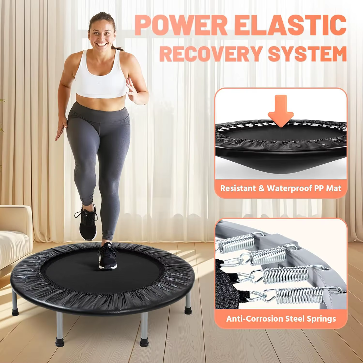 Gymbopro Foldable Multi-size Customized LOGO Resistant  Waterproof PP Mat Indoor Round Fitness Trampoline — image 3