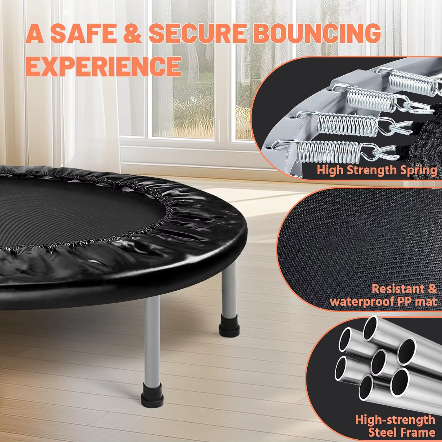 Gymbopro Foldable Multi-size Customized LOGO Resistant  Waterproof PP Mat Indoor Round Fitness Trampoline — image 4
