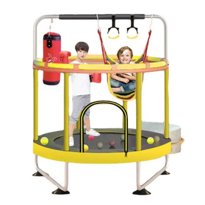 Indoor&outdoor Kids Trampoline with Enclosure Net Gymnastic Jumping Bed Parent-child Interactive Game Fitness Trampoline Unisex — image 2