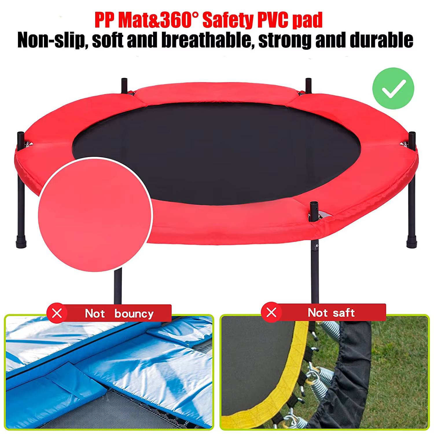 Indoor&outdoor Kids Trampoline with Enclosure Net Gymnastic Jumping Bed Parent-child Interactive Game Fitness Trampoline Unisex — image 4