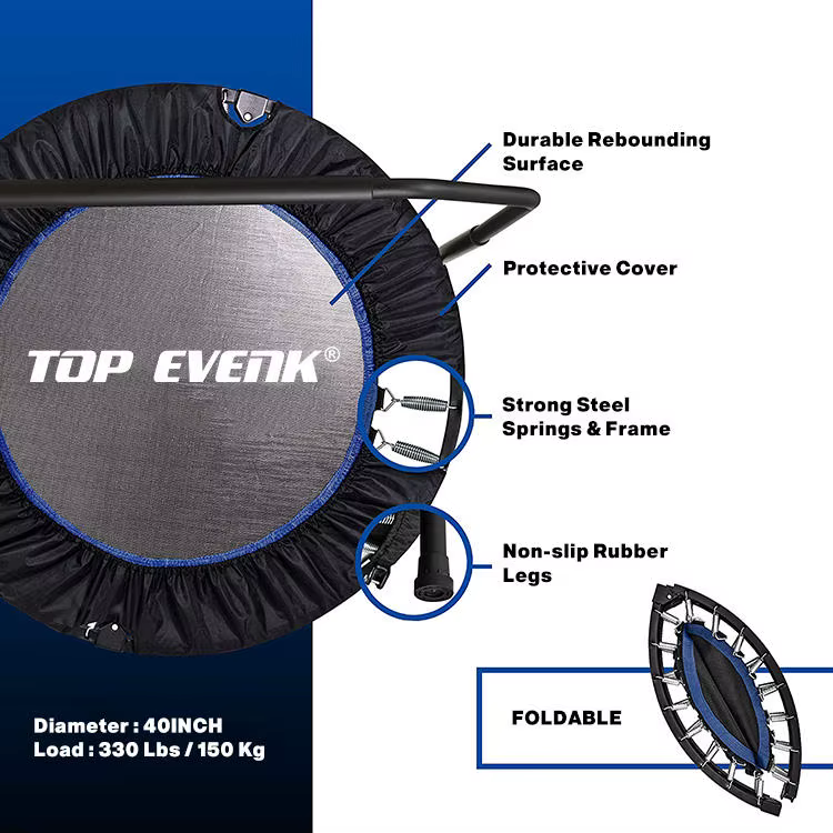 Home Gym Fitness Exercise Indoor Adults Kids Rebounder Small Mini Trampoline With Handle — image 2