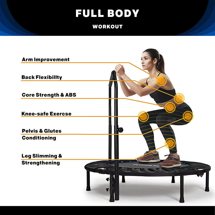Home Gym Fitness Exercise Indoor Adults Kids Rebounder Small Mini Trampoline With Handle — image 4