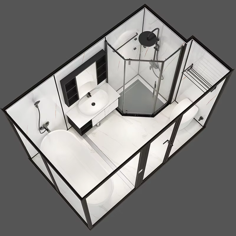 YITE Light Luxury Rectangle Integral Toilet & Shower System with Swing Door for Hotel Dormitory School & Bathroom — image 3