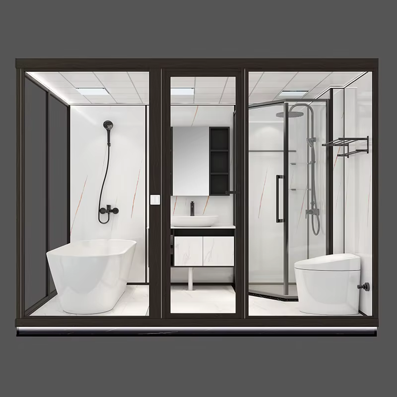 YITE Light Luxury Rectangle Integral Toilet & Shower System with Swing Door for Hotel Dormitory School & Bathroom — image 4