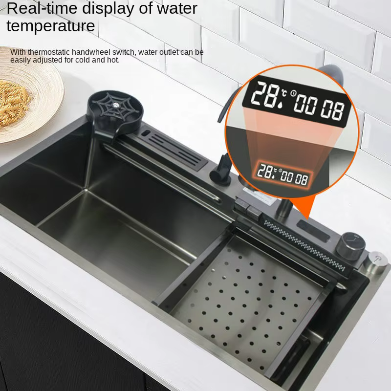 YITE Full Configuration 304 Stainless Steel Kitchen Sink Integrated Large Single Rectangular Bowl Dish Washing Basin Nano — image 2