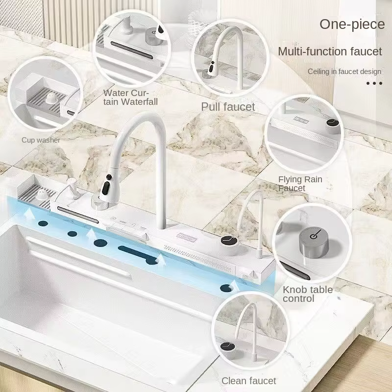 YITE White Whale Handmade 304 Stainless Steel American Design Rectangular Bowl Kitchen Sink Vegetable Basin Nano Surface Drop-In — image 2
