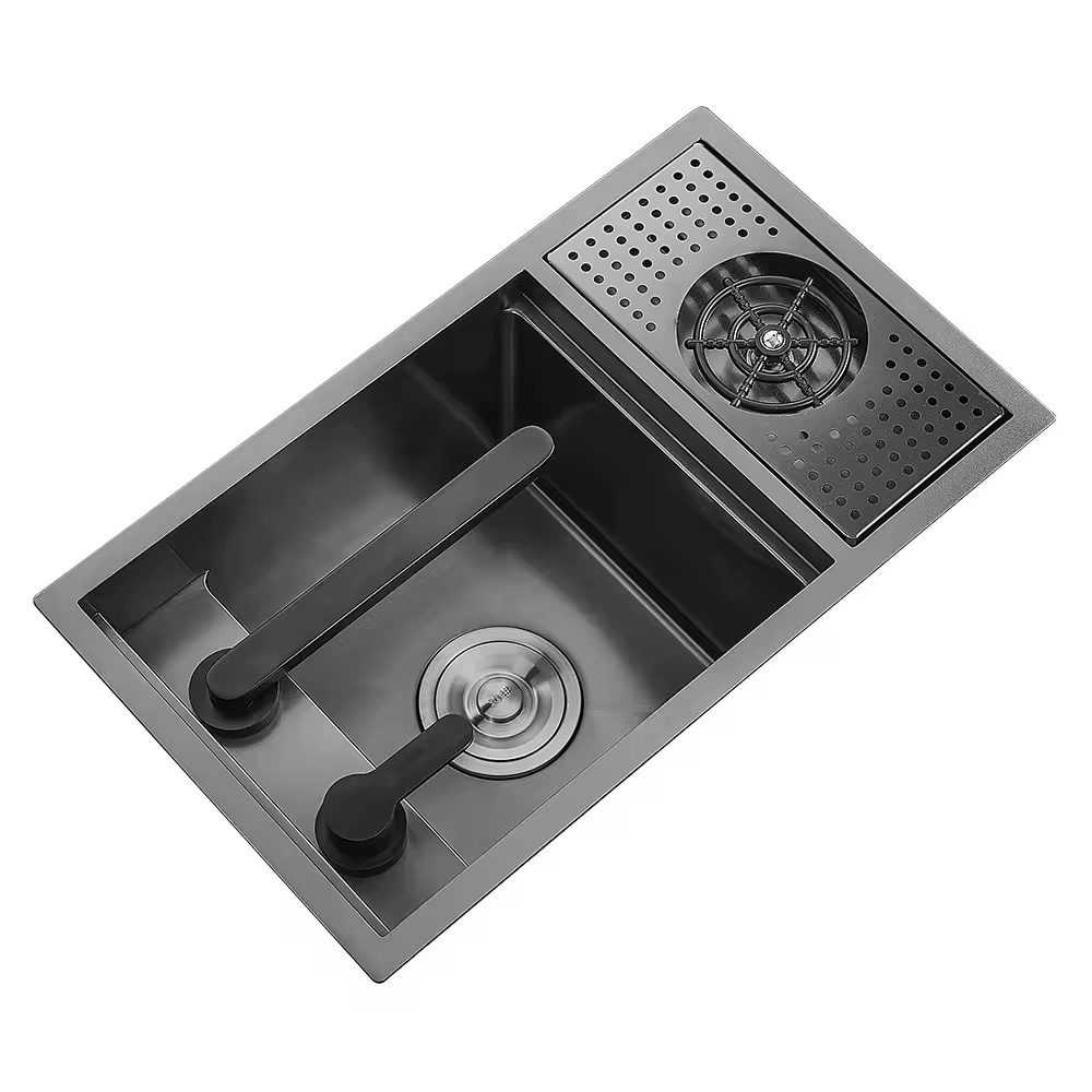 YITE Cup Washer Invisible Sink 304 Stainless Steel Coffee Shop Island Mini Single Sink Black King Kong Surface Nano Craft — image 4