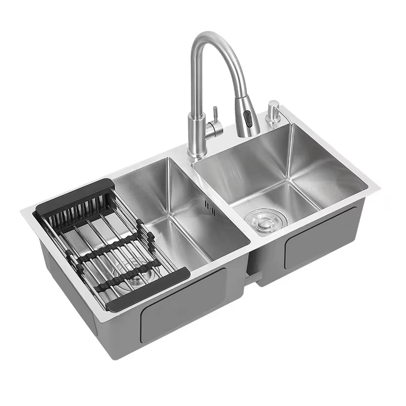 YITE Stainless Steel 304 Brushed Double Slot Single Basin Rectangular Bowl 3.0mm Thick Modern Simple Design Counter Kitchen Sink — image 2