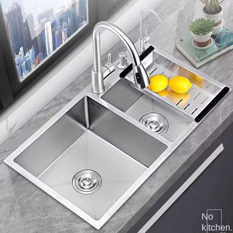 YITE Stainless Steel 304 Brushed Double Slot Single Basin Rectangular Bowl 3.0mm Thick Modern Simple Design Counter Kitchen Sink — image 3