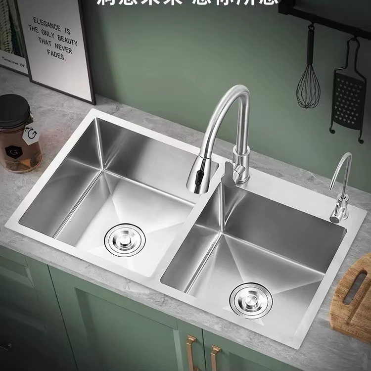 YITE Stainless Steel 304 Brushed Double Slot Single Basin Rectangular Bowl 3.0mm Thick Modern Simple Design Counter Kitchen Sink — image 4