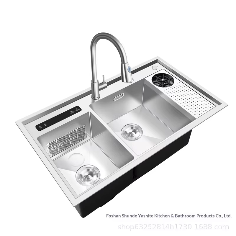 YITE Light Luxury Fruit Vegetable Cleaning Machine Cup Washer Fully Automatic Ultrasonic Purification Sink PVD Surface — image 4