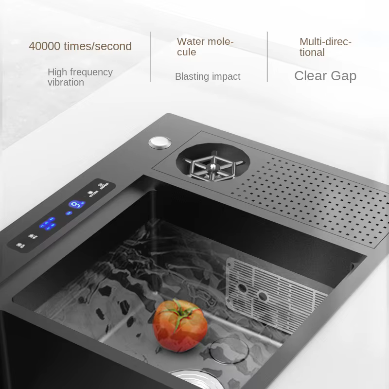YITE Intelligent Ultrasonic Chrome Finish Sink Fruit Vegetable Washing Cleaning Machine Purification Disinfection Sterilization — image 2