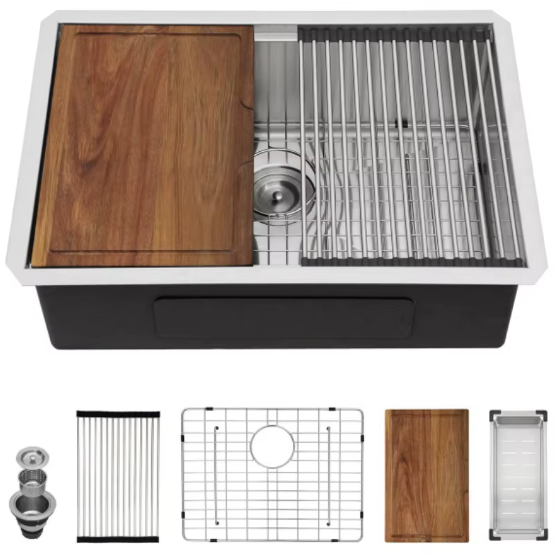 YITE Factory Direct Supply North American Design 304 Stainless Steel Step Sink Large Single Basin Rectangular Bowl Kitchen — image 2
