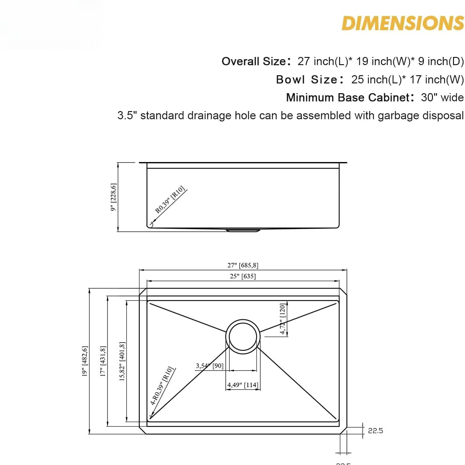 YITE Factory Direct Supply North American Design 304 Stainless Steel Step Sink Large Single Basin Rectangular Bowl Kitchen — image 3