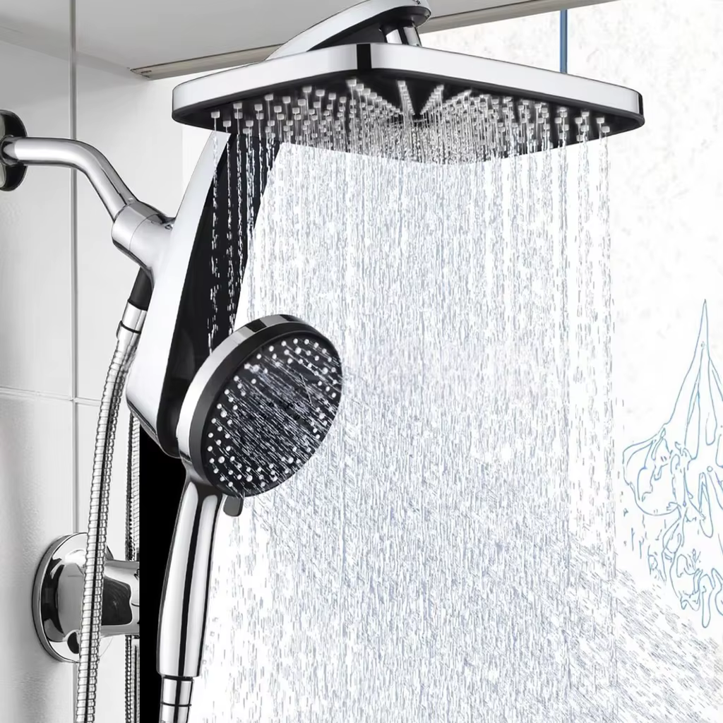 YITE Modern Polished Chrome Finish Wall Mounted Rainfall Water Showerhead High Pressure Single Handle Ceramic Brass Soft Spray — image 2