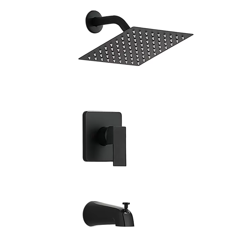 YITE Concealed Wall-Mounted Brass Shower Set Rain Spray Black Finish Four-Way Thermostatic Single Handle Faucet Ceramic Hotel — image 2