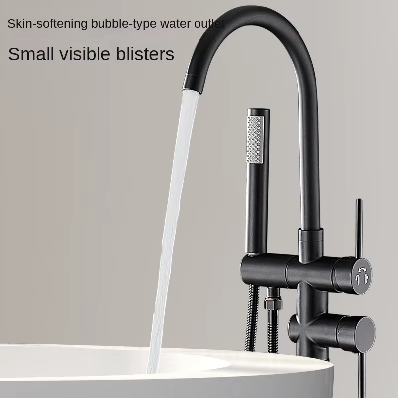 YITE Floor Nozzle Shower Set Hotel Use Brass Modern Design Polished Single Handle Rain Spray Bathtub Faucet — image 4