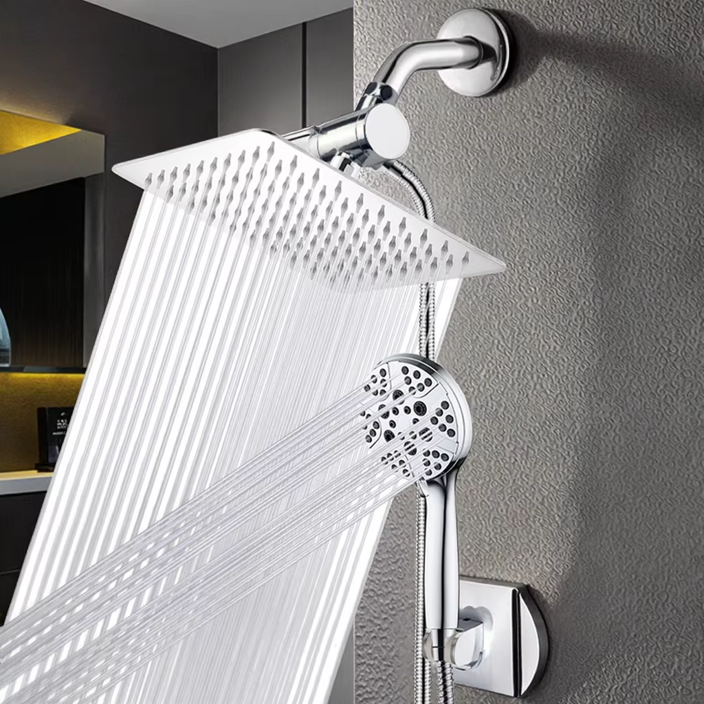YITE Modern Concealed Top Spray Shower Set Chrome Finish Wall-Mounted Rainfall Shower Heads Spray Gun 1 Year Warranty Diverter — image 4