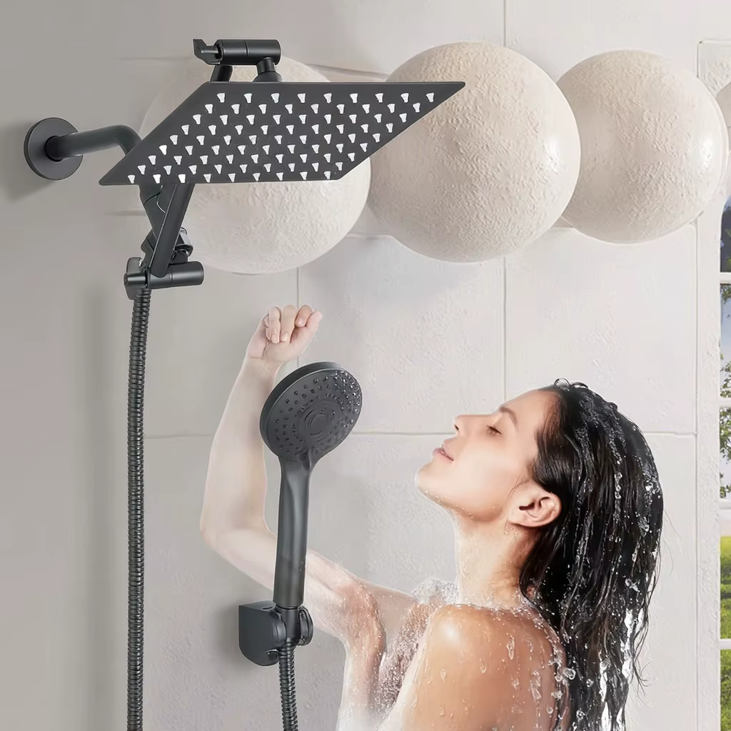 YITE Single Handle Luxury Chrome ABS Ceramic Square Shower Top Spray Set 12-Inch Pressurized Rain Soft Spray 2-Hole Wall Mount — image 4