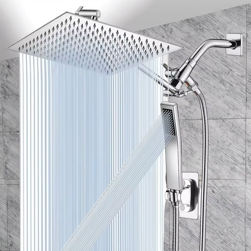 YITE Dedicated Modern Polished Brass Square Wall Mount Shower Set Pressurized 8kg 3-year Warranty Shower Top Spray 3-function — image 4