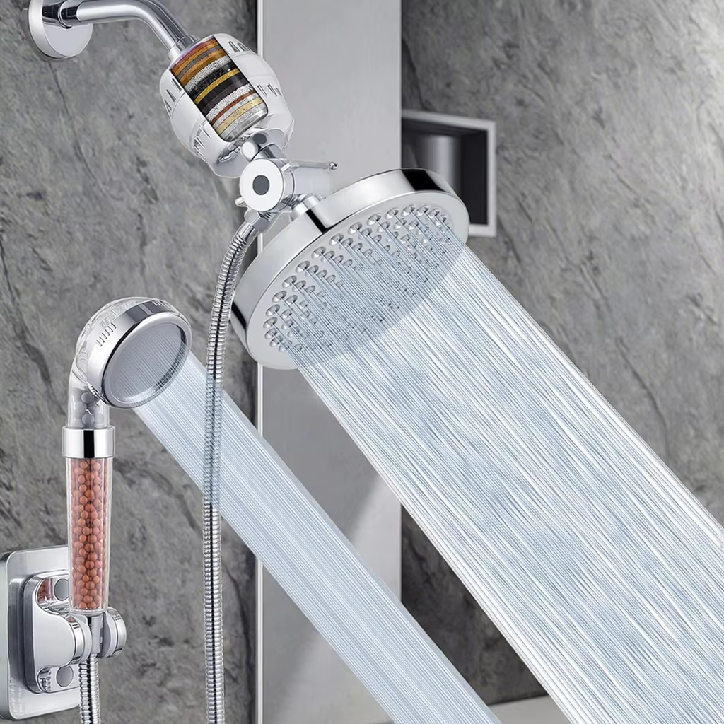 YITE Modern Design ABS Chrome Polished Rain Spray Handheld Shower Head Set Slide Bar Wall Mount Dual Handle Floor Apartment — image 4