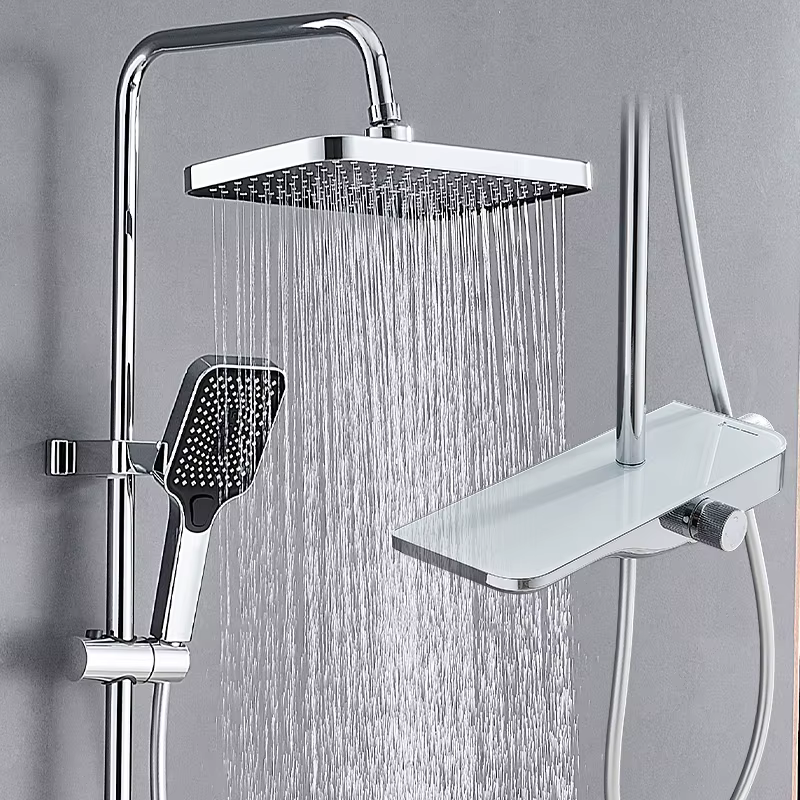 Bagnolux Single Rain Shower Faucet Set Polished Chrome Bathroom Accessory for Hotels Ceramic Soft OEM System Metered Faucets — image 2
