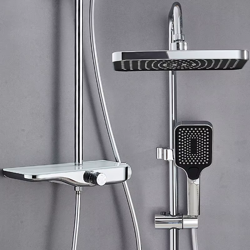 Bagnolux Single Rain Shower Faucet Set Polished Chrome Bathroom Accessory for Hotels Ceramic Soft OEM System Metered Faucets — image 3